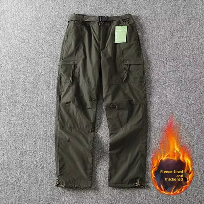 Outdoor Workwear Pants Men's Loose Fleece Lined Thick Soft  Hiking Mountain Climbing Windproof Waterproof Jacket Pants