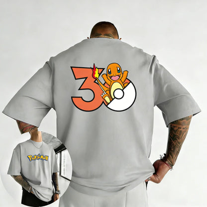 2026 Pokémon 30th Anniversary Charmander Printed T-shirt Summer Men's and Women's Loose Casual Hip Hop Trendy Short Sleeve Top