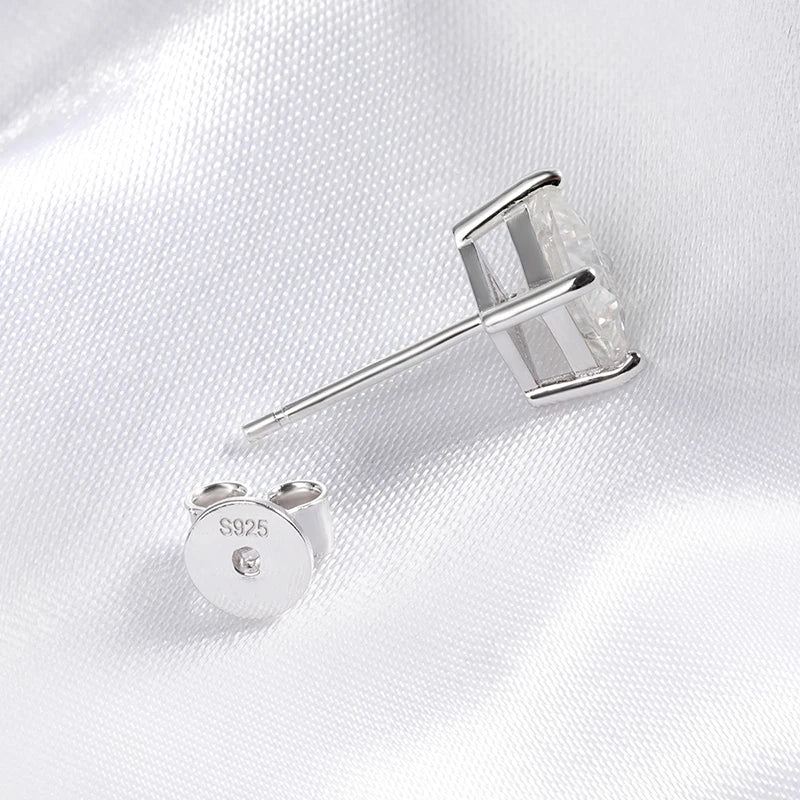 Princess Cut 0.4-5CT Moissanite Stud Earrings for Women Men VVS Simulated Diamond Ear Studs 925 Sterling Silver Jewelry