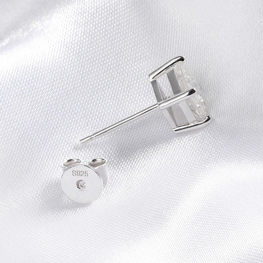 Princess Cut 0.4-5CT Moissanite Stud Earrings for Women Men VVS Simulated Diamond Ear Studs 925 Sterling Silver Jewelry
