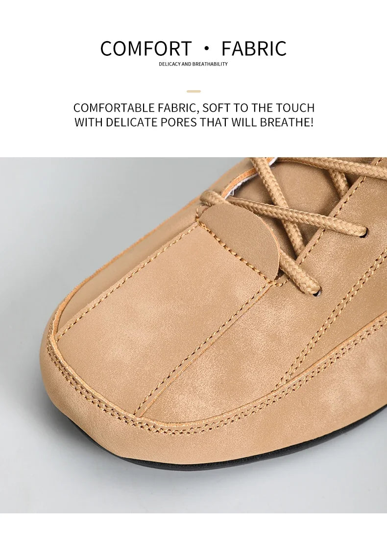 Men's Loafers Lightweight Driving Casual Thin Bottom Flats Shoes Soft Sole Comfortable Non Slip Lace-up Walking Shoes Men