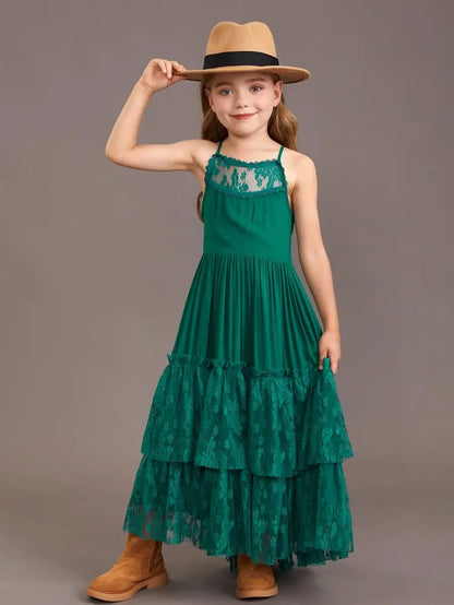 Summer Girls Lace Dresses Kids Flower Girl Wedding Princess Party Dress Vestidos Costume Children Clothing For 4-14Years