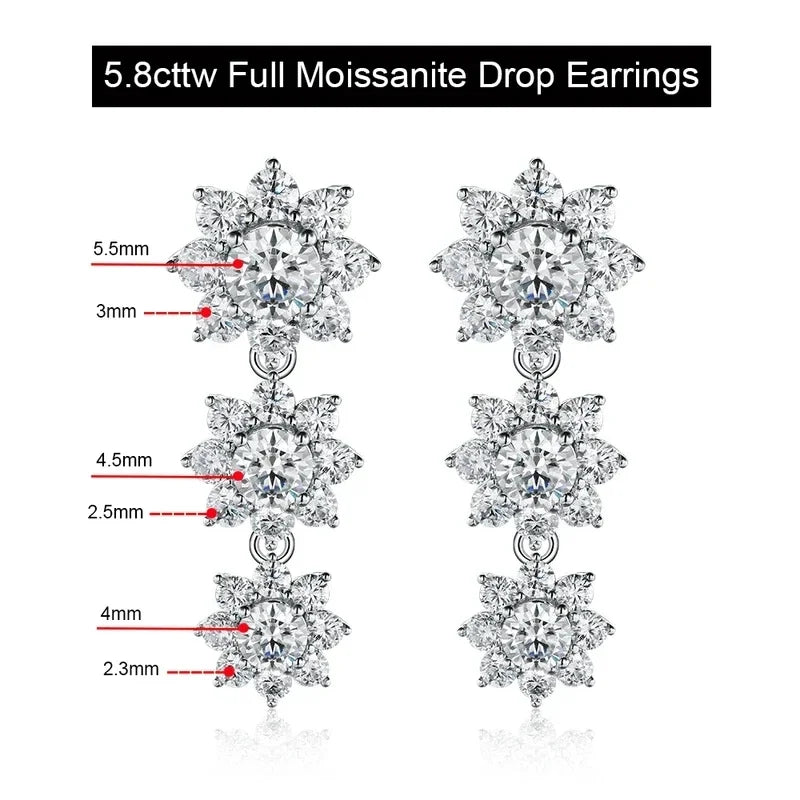 Full Moissanite Jewelry Set 925 Sterling Silver Sunflower Necklace Bracelet Earring Sets For Women Fine Jewelry GRA Tested