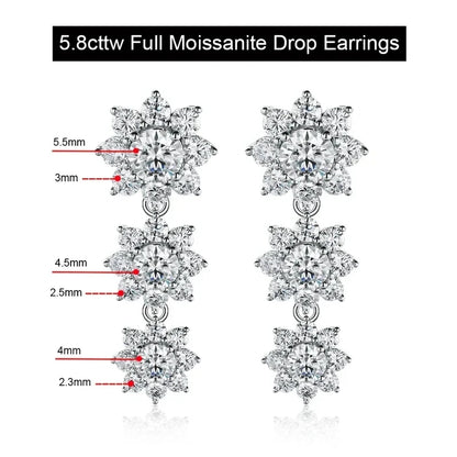 Full Moissanite Jewelry Set 925 Sterling Silver Sunflower Necklace Bracelet Earring Sets For Women Fine Jewelry GRA Tested