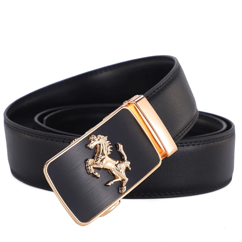 Automatic Buckle Men's Leather Belts Formal Eagle Horse Belt for Men Luxury Designer Brands Male Waist Strap Fashion Accessories