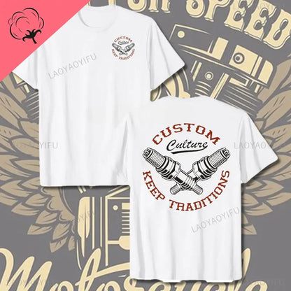 Crossed Pistons Mechanic Garage Engine Graphic T-shirt Summer Cool Men Cotton Tee Shirt All-Match Hipster Streetwear Man T-shirt
