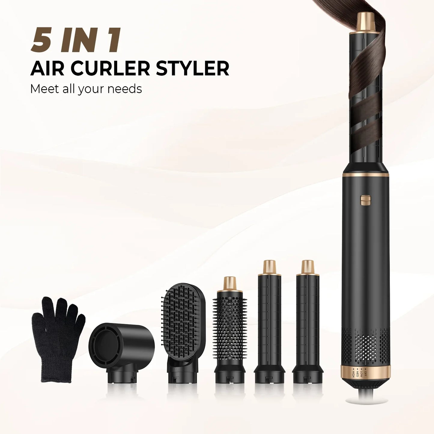 Hair Dryer 5 in 1 Electric Comb Negative Ion Straightener Comb Curling Iron Detachable Multifunctional Heating Brush Hair Dryer