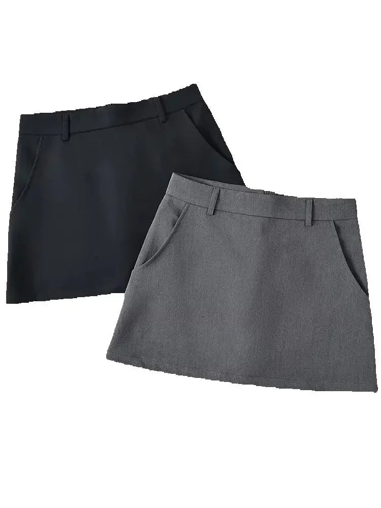 Women Fashion Solid Back Zipper A-Line Mini Skirt Vintage High Waist Female Chic Lady Skirts