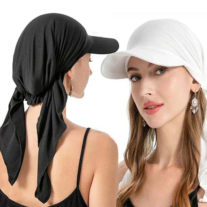 Solid Color Baseball Caps Turban Shawl Design Women Muslim Low Profile Fitted Hat Summer Soft Breathable Headscarf Hijabs