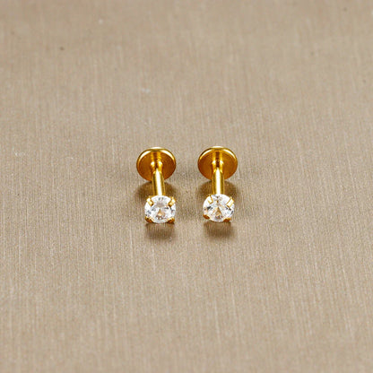 2PC Labret Tragus Stud Earrings 16G Surgical Stainless Steel CZ Crystal  Monroe Helix Cartialge Conch Medusa Lip Body Piercing
