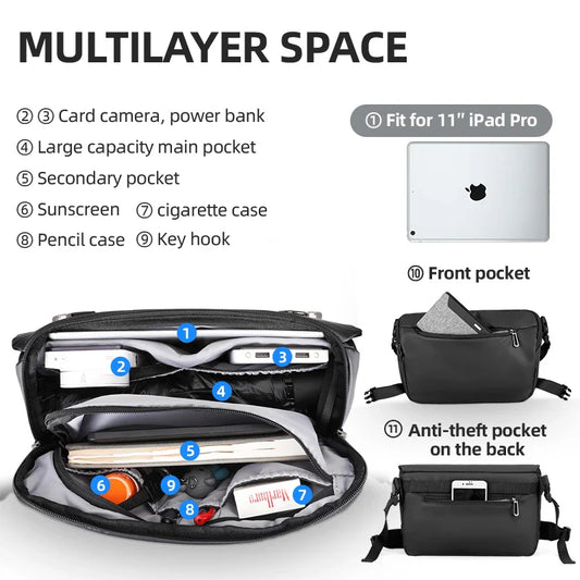 Water Repellent Messenger Bag Men Bags Shoulder Crossbody Fit 11 inch Ipad
