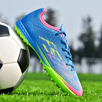 Men's football shoes TF nail outdoor sports shoes are wear-resistant, anti slip, durable rubber outsole