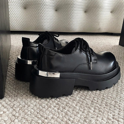 Original niche polished formal leather shoes new high-end feel thick sole with 7CM height increase big head casual shoes