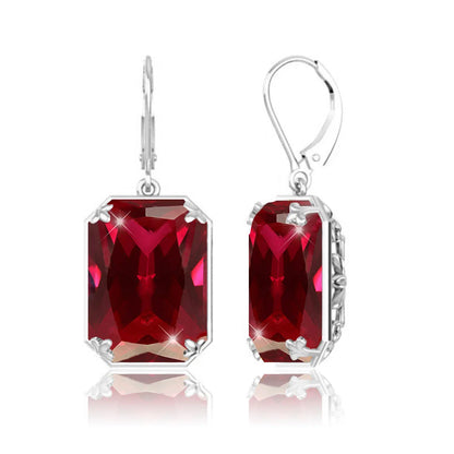 925 Sterling Sliver Earrings For Woman Vintage Ruby Gemstone Wedding Party Lever Back Drop Earring Handmade Designer Jewelry