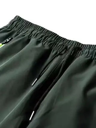 Men Lightweight Cargo Pants with Drawstring Elastic Waist Multiple Zipper Pockets Large Side Pockets Breathable Regular Fit
