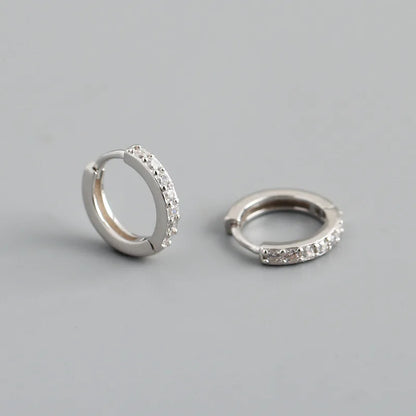 Real 925 Sterling Silver Gothic Simple White Zircon Hoop Earrings for Women Men Charms Unique Party Couple Jewelry 2021