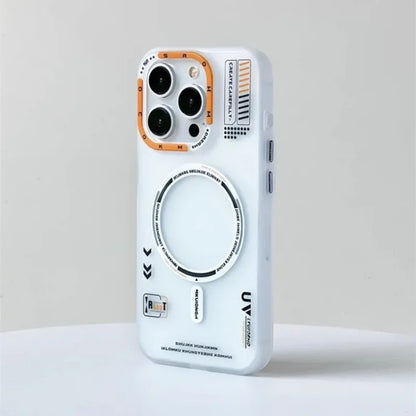 Magnetic Phone Case For iPhone 17 16 15 14 13 Pro Max Air Magsafe Wireless Charge Frosted Metal Lens Frame Buttons Cover