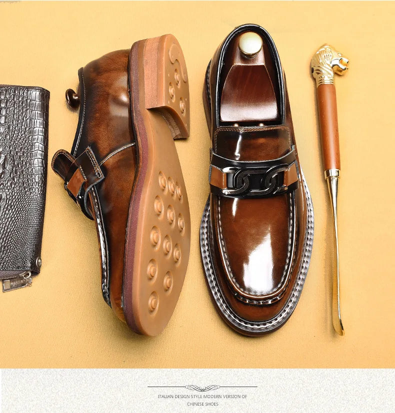 Luxury Slip on Dress Shoes Men Genuine Leather Italian Loafer Shoes for Men Black Brown Brand Formal Oxford Men Casual Shoes