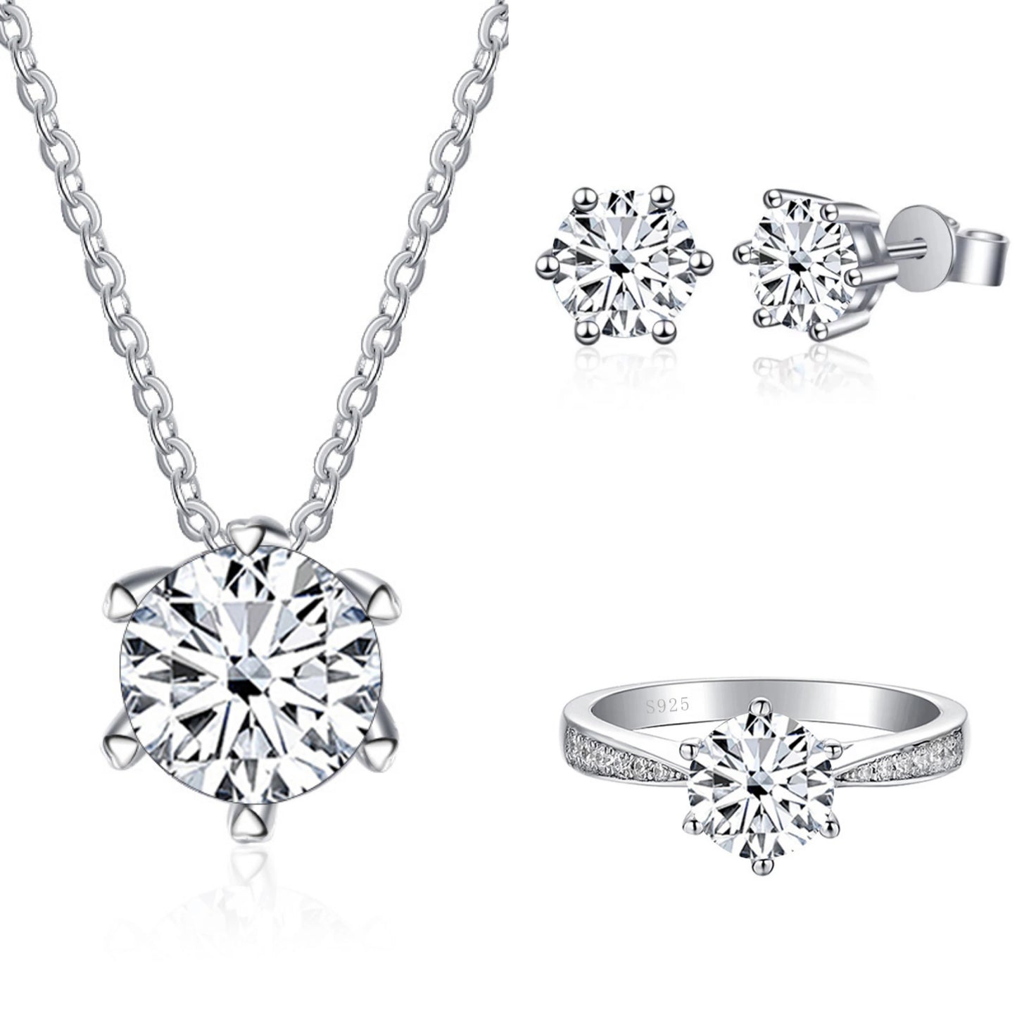 Moissanite Jewelry Set With 1CT D Color VVS 3EX moissanite stone pass diamond test Wedding Luxury Fine Jewelry gift