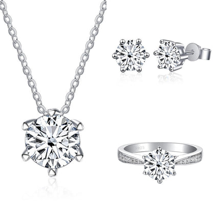 Moissanite Jewelry Set With 1CT D Color VVS 3EX moissanite stone pass diamond test Wedding Luxury Fine Jewelry gift