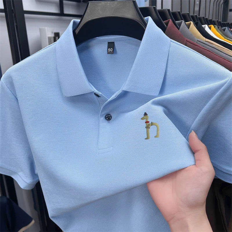 100Cotton High Quality Men's Polo Shirt Breathe Solid Color Soft Dog Print Short Sleeve Summer Lapel T-Shirt Business Menswear