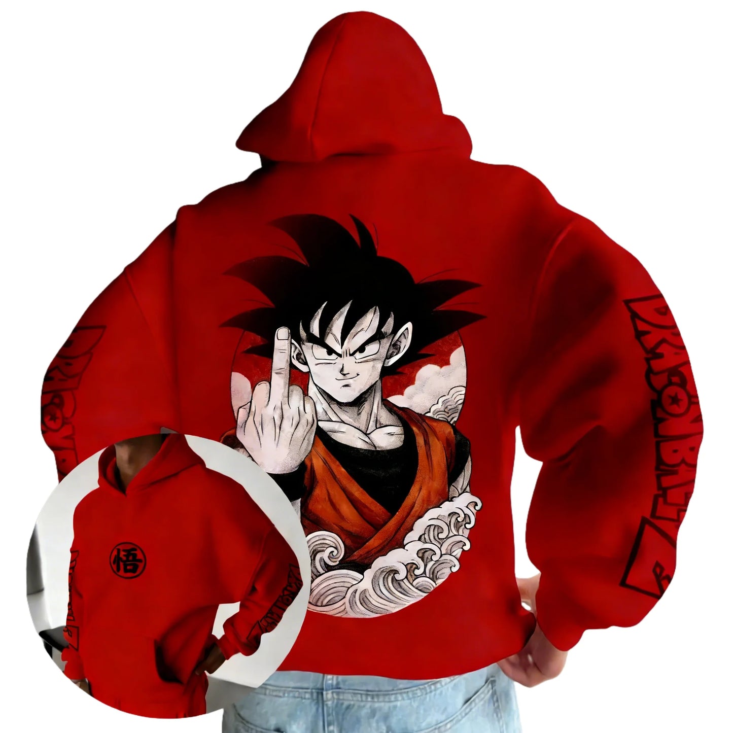 Retro Anime Hoodie, Japanese Style Goku Print Men's Pure Cotton Hoodie, Casual Loose Sports Daily Version