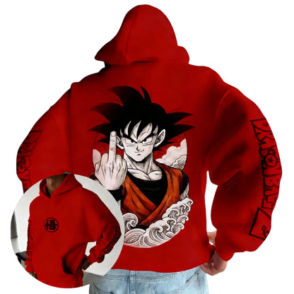 Retro Anime Hoodie, Japanese Style Goku Print Men's Pure Cotton Hoodie, Casual Loose Sports Daily Version