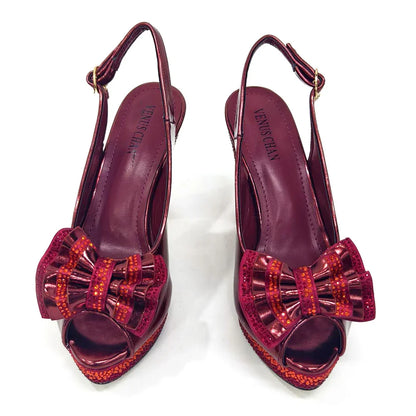 Italian Design Fashion Style Ladies Shoes With Matching Bag Set 2024 Nigerian Shoes and Bag Set in Wine Color