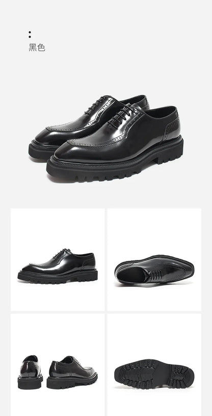 High Quality Height Increase Oxford Dress Shoes Men Genuine Cow Leather Suit Shoes Lift Brogues Wedding Formal Elevator Shoes