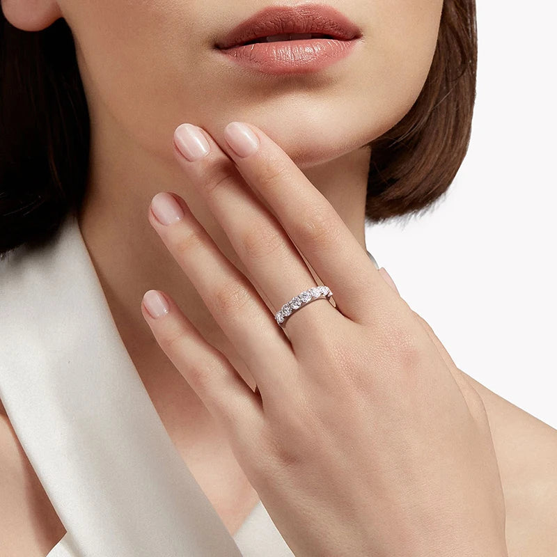 3/4mm Sparkling Moissanite Stackable Ring Certified Wedding Band for Women 100% Real Pure 925 Silver Rings Jewelry