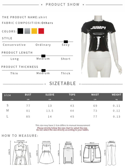 Summer New Trend T-Shirts Women Letter Print Reflection Design Short Sleeve Hot Girls High Street Style Crop Tops