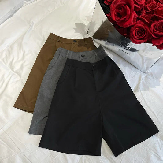 Large Size Women Summer Casual Suit Shorts Lady Comfortable Office Work Wide Leg Short Pants Female Daily Baggy Versatile Pants