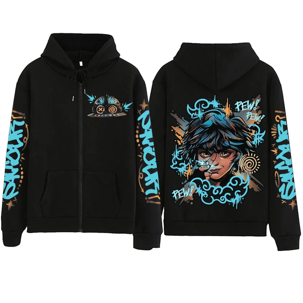 2025 Anime Arcane Vi Zipper Hoodie Harajuku Pullover Tops Long Sleeve Loose Casual Sweatshirts