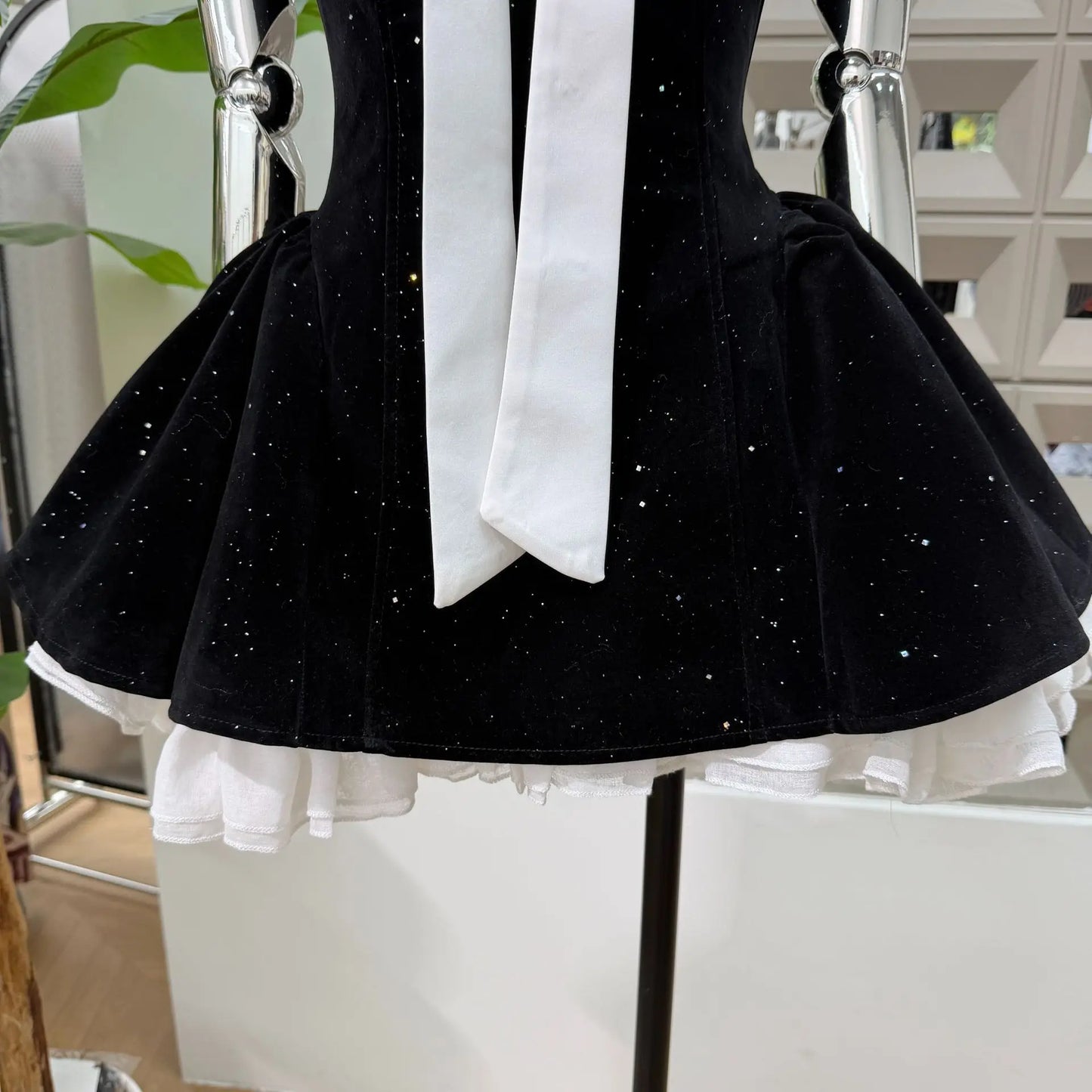 Women Strapless Backless Polka Dot Bow A Line Dress Party Birthday Evening Ball Gowns Nightclub Show Wear Fashion Vestido