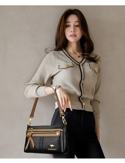 High Quality Leather Purses and Handbag Women Bag Luxury Designer Shoulder Crossbody Sac Ladies Casuial Messenger Tote Bag 2024