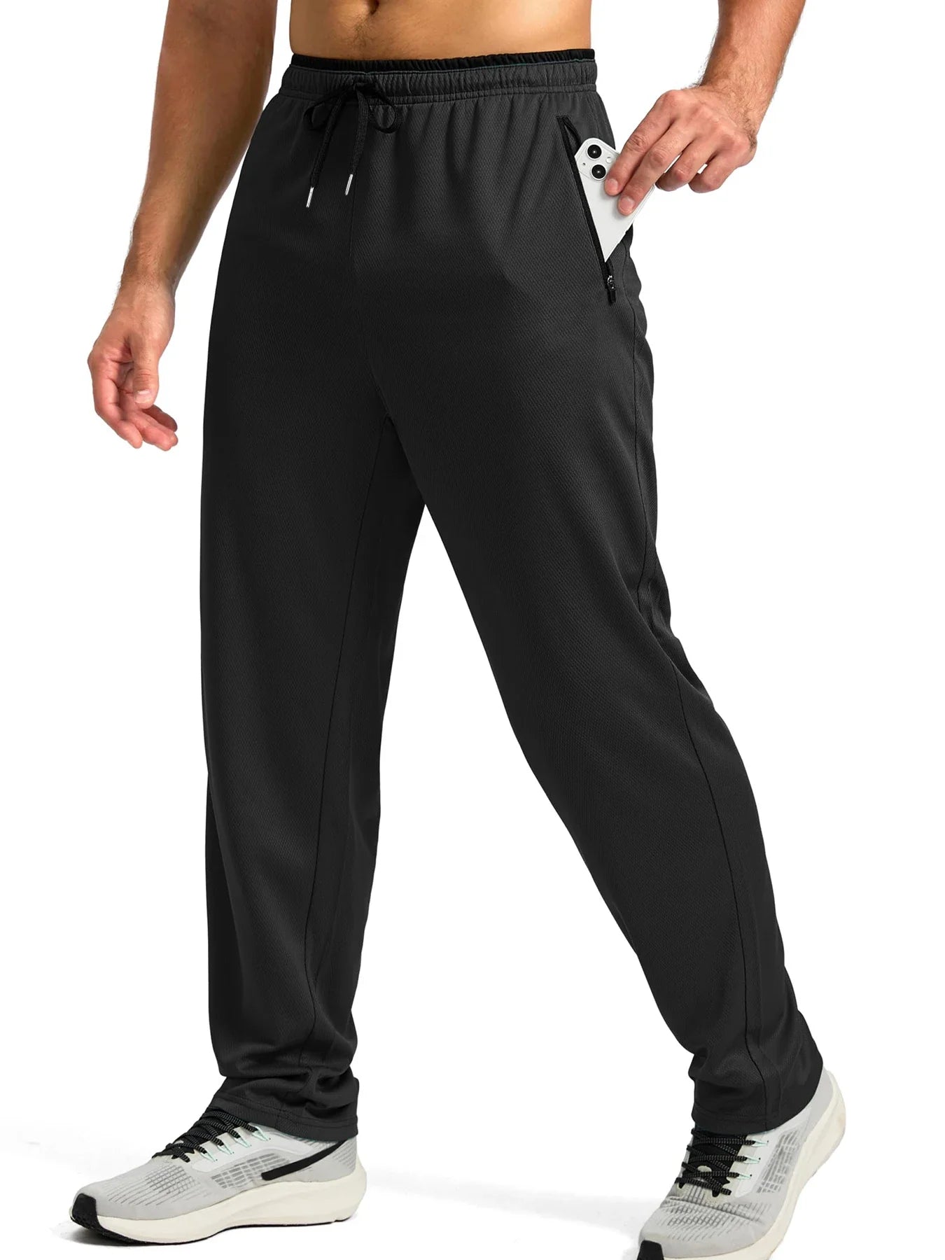 2025  Men's Comfort Sports Pants Solid Color Breathable Quick Drying Loose Fit Basketball Running Straight Leg Trousers