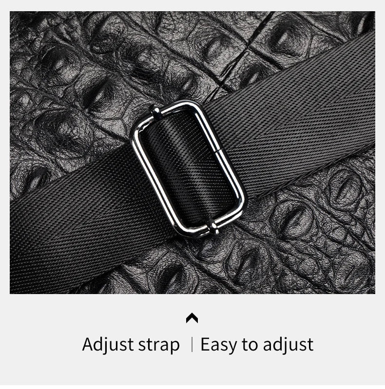 Genuine Leather Men's Crocodile Pattern Shoulder Bag Fashion Men Messenger Chest Bag Vintage Crossbody Travel Bag
