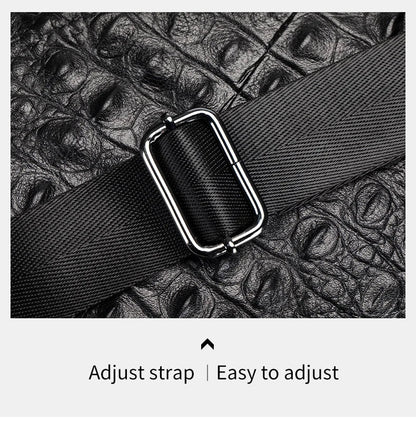 Genuine Leather Men's Crocodile Pattern Shoulder Bag Fashion Men Messenger Chest Bag Vintage Crossbody Travel Bag