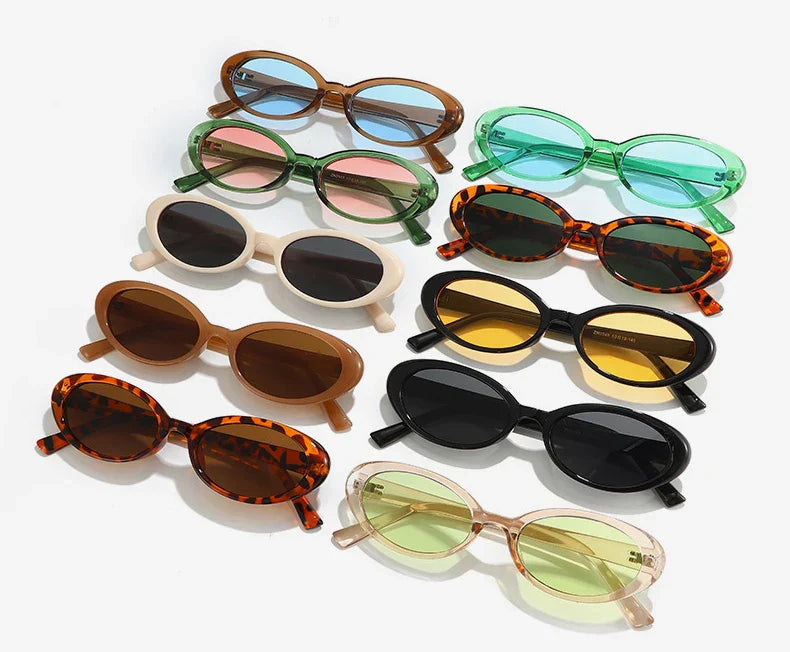 Retro Vintage Oval Sunglasses Woman 2024 Brand Designer Round Sun Glasses Men UV400 Punk Style Luxury Eyewear Female Oculus