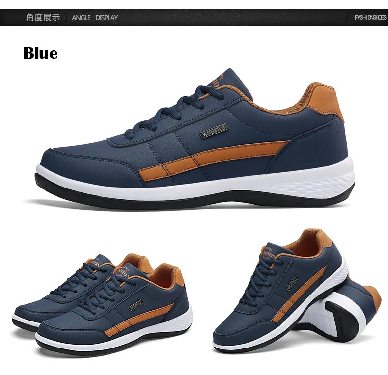 Calçados Masculinos Tênis Impermeáveis de Caminhada Primavera Outono Lazer Sapatos Esportivos de Couro Masculino Antiderrapantes Tênis para Homens