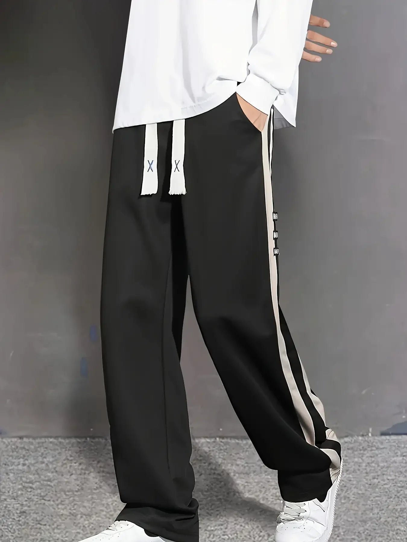 Men's striped three-dimensional waist sports casual pants, men's sports pants