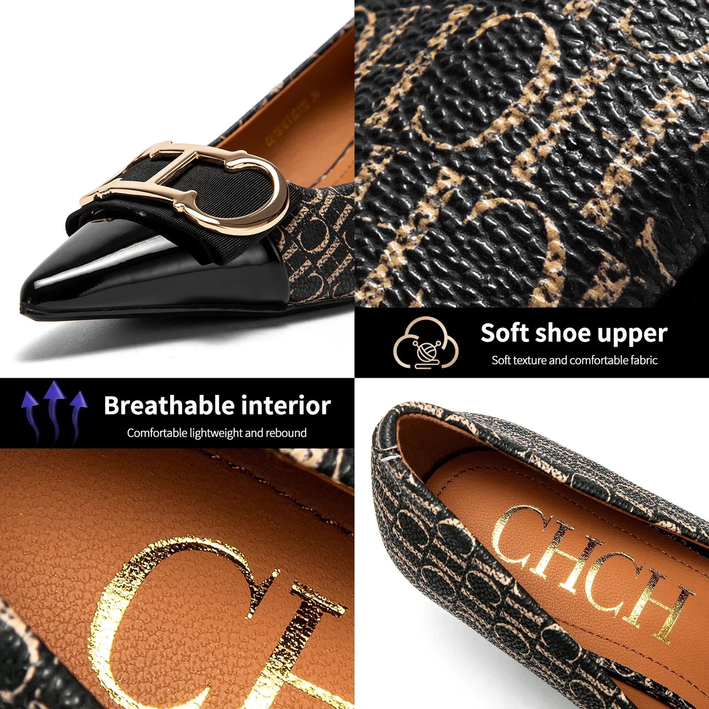 Fine Workmanship Simple Versatile Fashion Women's Single Shoes Classic Style Letter Print Design Women's High Heels