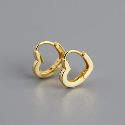 925 Sterling Silver INS Minimalism Sweet Love Heart CZ Zircon Hoop Earrings For Women Girl Small Ear Buckle Jewelry Gift