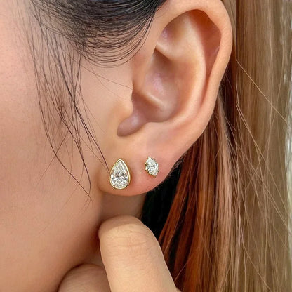 Classic Oval/Water drop Bubble Zircon Earrings for Women S925 Silver Plated 18k Gold Party Fine Jewelry Wholesale