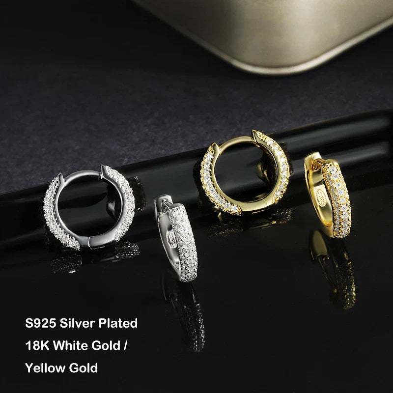 Full 1mm D Color Small Moissanite Hoop Earrings For Women Silver 925 Plated 18k Gold 0.8cttw Hook Earring Ear Buckle Gift