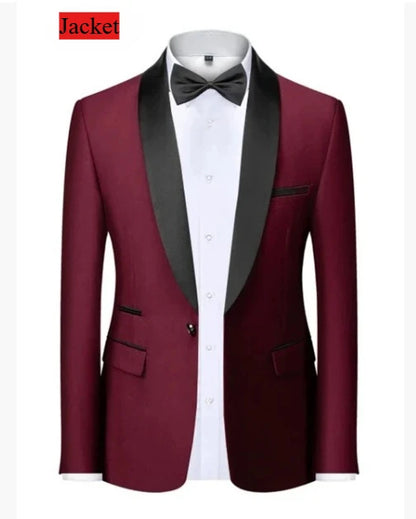 Men Formal Slim Fit Tuxedo Prom Suit Male Groom Wedding Blazers High Quality Groomsman Luxury Dress Business Banquet Party Suit