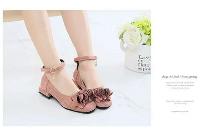 Fashion Girls Kids Children High Heeled Leathers Shoes Princess Sweet For Evening Party Show Children Leathers Shoes 27-37 Hot