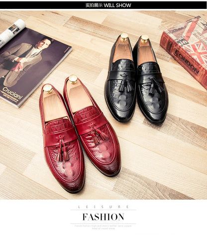 Brand New Mens Casual Shoes Lazy Pointed Leather Shoes Comfortable Sneakers Zapatos De Hombre Snake Skin Dresses 38-47