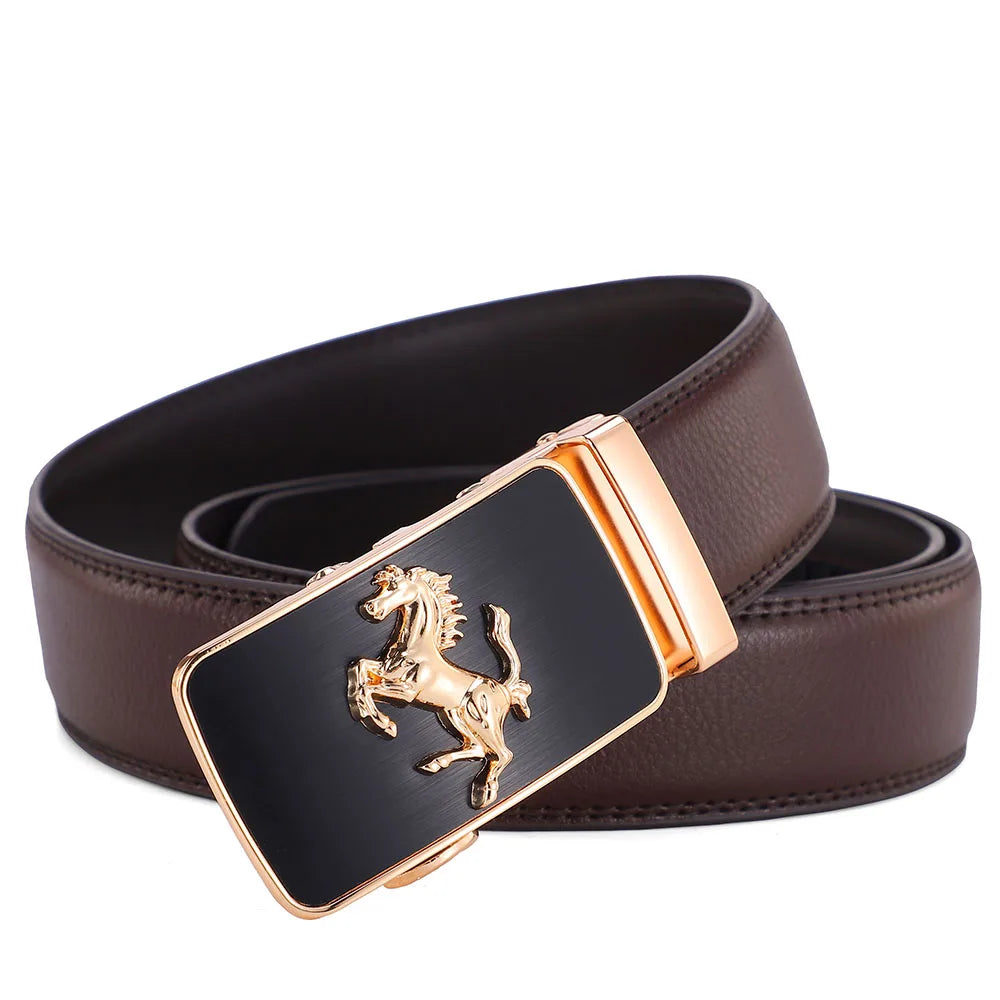 Automatic Buckle Men's Leather Belts Formal Eagle Horse Belt for Men Luxury Designer Brands Male Waist Strap Fashion Accessories