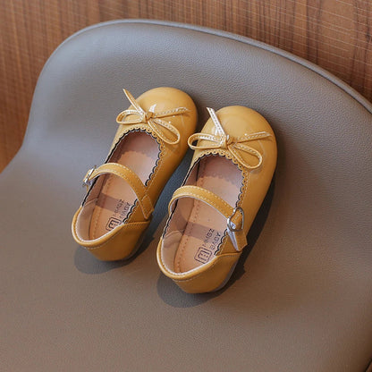 Summer Girl's Princess Shoes Bowknot Round Toe Hook-loop Shallow Cute Daily Kid's Flat Shoe Solid Colors Anti-slip Children Shoe